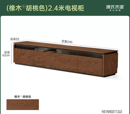 实木电视柜客厅意式轻奢收纳储物柜黑胡桃木落地地台