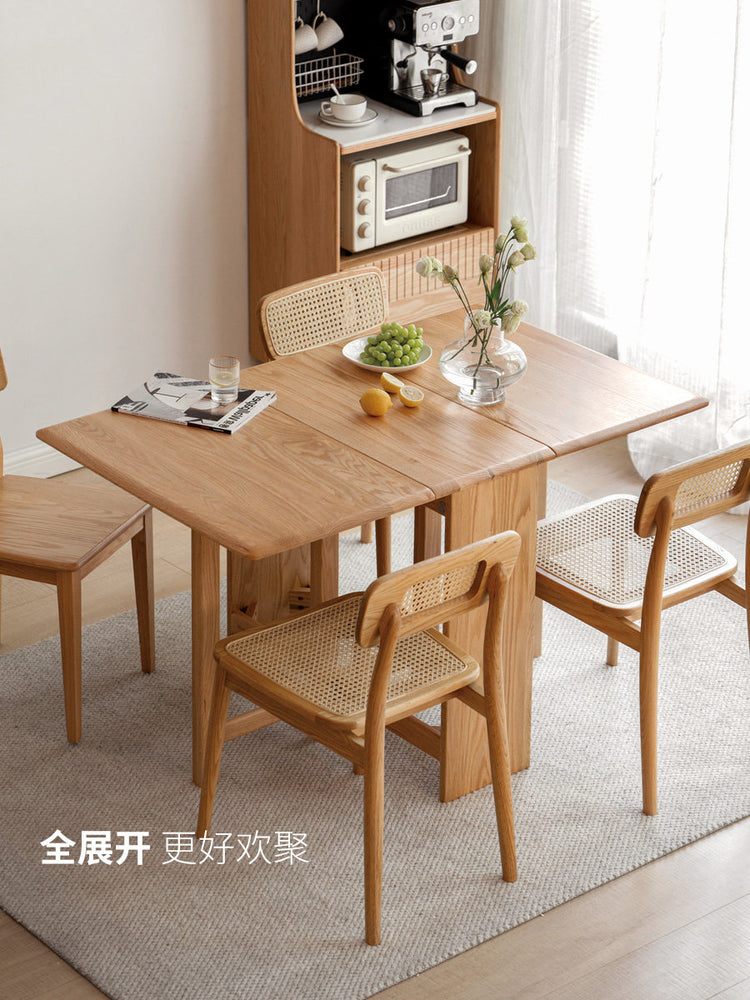 实木折叠桌小户型餐桌椅橡木桌子伸缩餐桌简约饭桌
