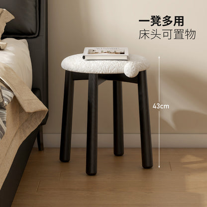 实木化妆凳现代简约凳卧室黑色梳妆椅橡木凳子