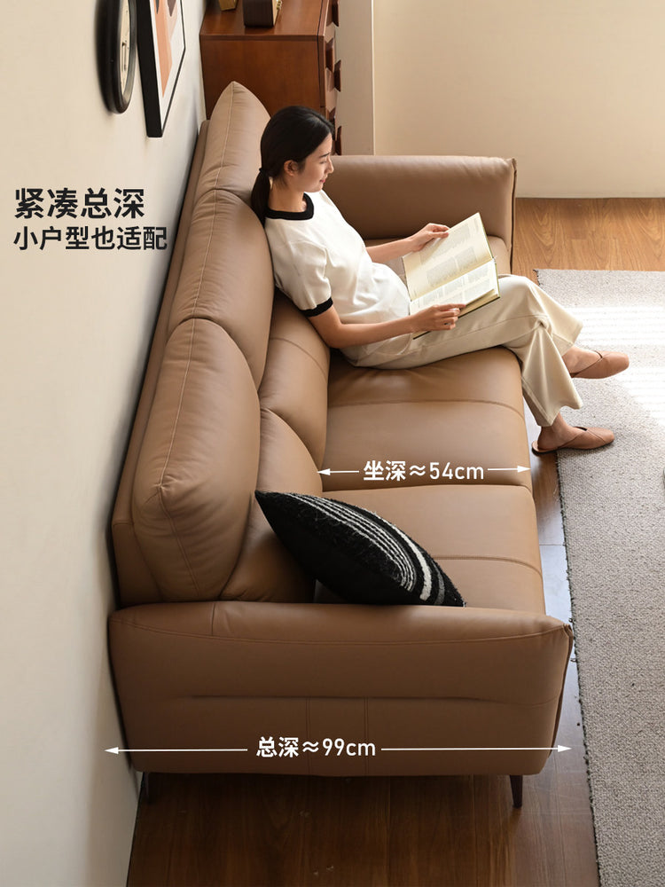 真皮沙发客厅高靠背直排现代简约小户型三人位沙发