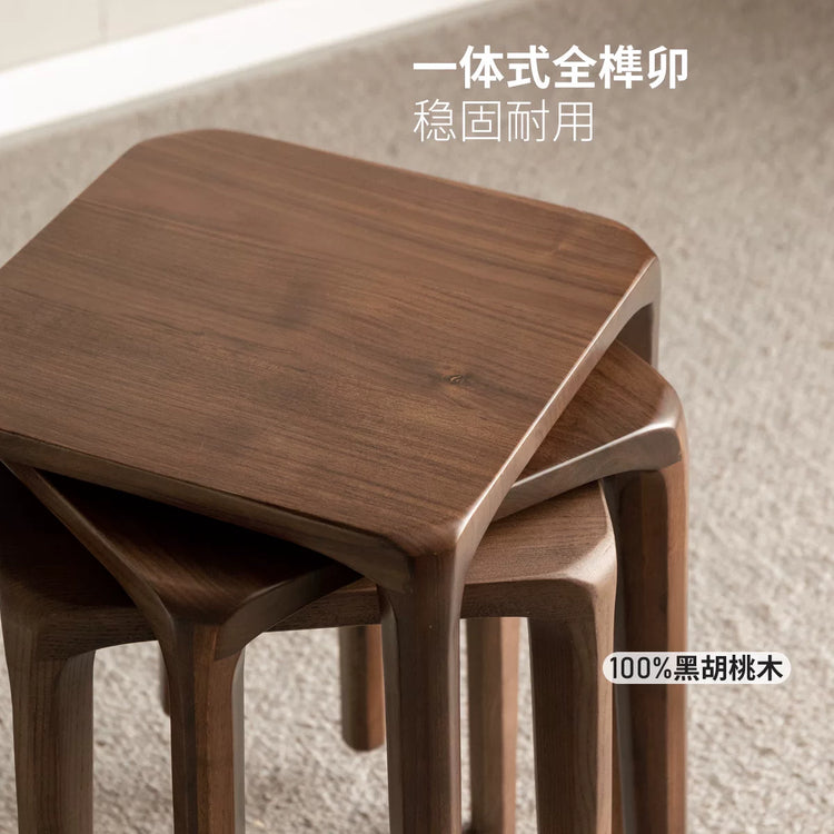 实木方凳叠凳新中式黑胡桃木板凳叠放凳餐厅简约凳子