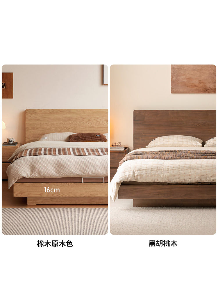 实木床现代简约橡木大板床卧室大容量收纳箱体床大床