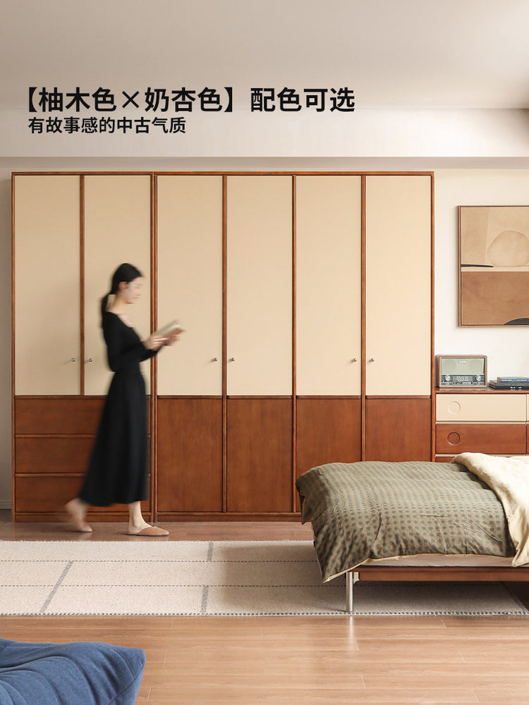 实木衣柜现代简约衣橱卧室自由组合储物柜橡木收纳柜