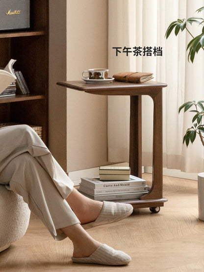 实木边几简约客厅黑胡桃木移动茶几小户型卧室床头小桌子