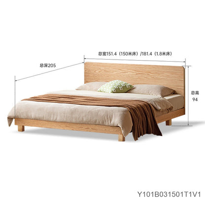 实木床橡木卧室双人床简约悬浮床原木大板床小户型齐边床