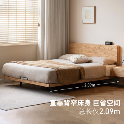 实木床卧室家具双人床简约橡木悬浮床小户型床置物床