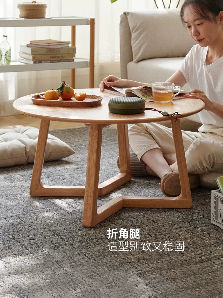 实木茶几现代简约客厅橡木茶台北欧小户型圆形榻榻米矮桌