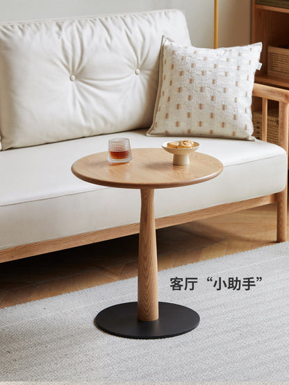 实木边几现代简约客厅沙发侧边桌橡木小圆桌圆形床头柜
