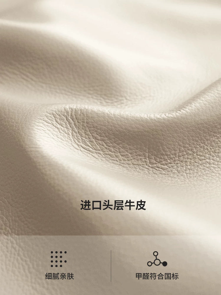 皮艺床法式奶油风卧室大床头层牛皮双人床悬浮真皮贝壳床