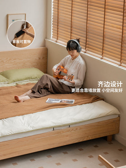 实木床卧室抽屉床橡木抽拉床简约储物床小户型床头柜床
