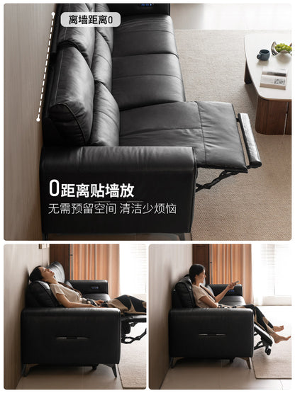 真皮沙发零靠墙高靠背功能客厅大黑牛电动沙发