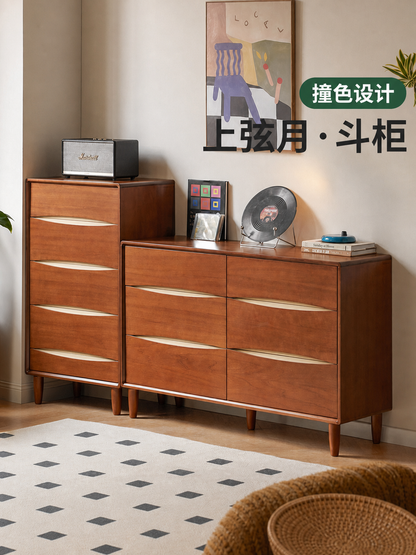 实木斗柜包豪斯五斗橱六斗橱卧室床尾抽屉柜中古风储物柜