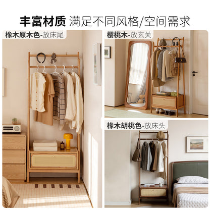 落地挂衣架简约藤编置物架卧室多功能衣帽架北欧实木家具