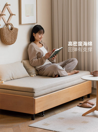 实木沙发床折叠沙发小户型坐卧两用无扶手抽拉床