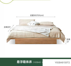 实木床无床头榻榻米床储物床悬浮床小户型落地收纳双人床