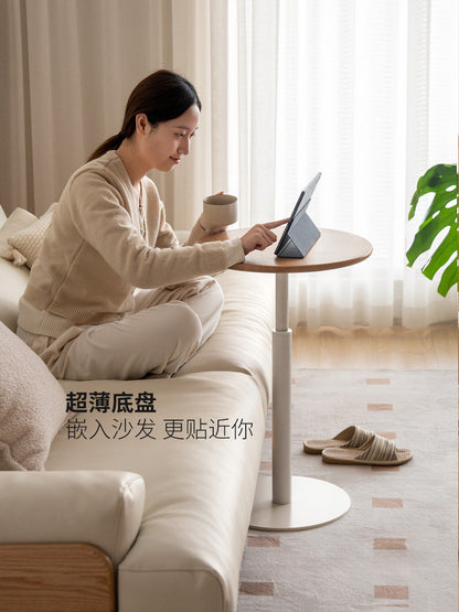 实木升降边几客厅现代简约沙发侧边桌橡木小户型圆几