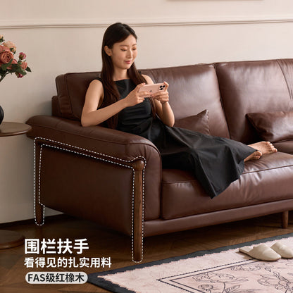真皮沙发美式复古三人位头层牛皮客厅小户型直排沙发