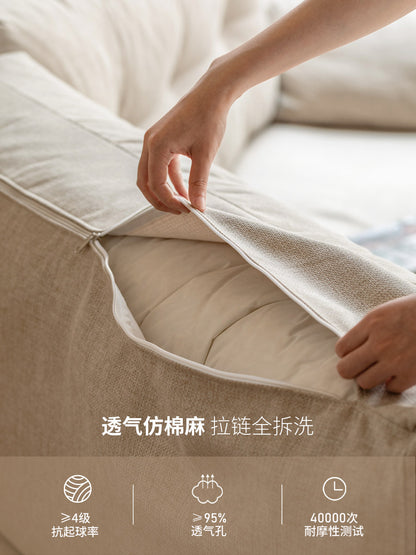 实木现代简约小户型落地储物沙发客厅橡木布艺沙发