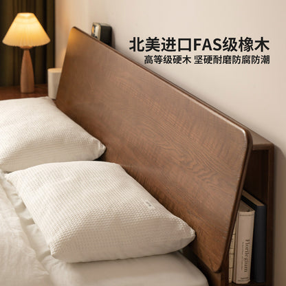 实木床现代简约橡木胡桃色大床北欧小户型卧室家具单人床