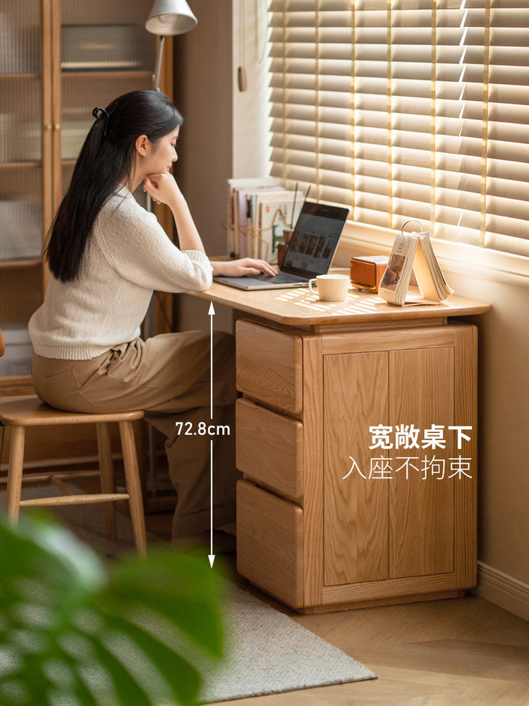 实木书桌现代简约书柜一体学习桌橡木书房组合办公桌