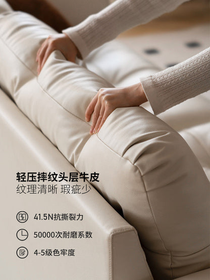 真皮沙发客厅白色奶油风直排意式轻奢头层牛皮沙发