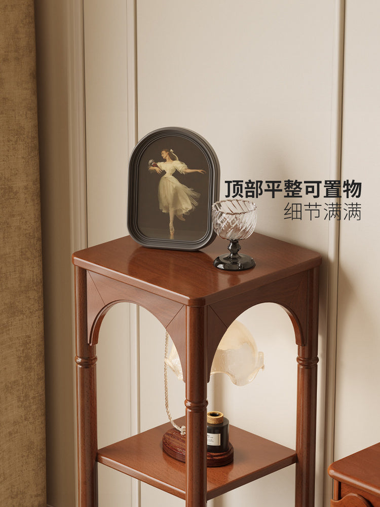 实木置物架法式中古风收纳储物架小户型落地展示架