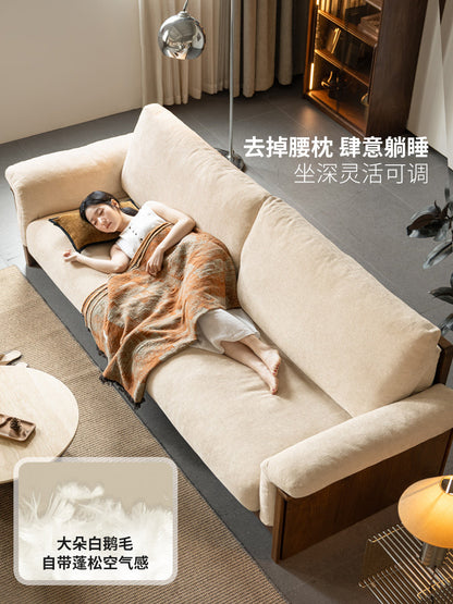 实木客厅意式轻奢真皮沙发黑胡桃木高靠背沙发