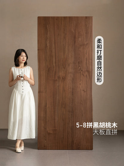 实木大板桌餐厅黑胡桃原木长餐桌茶桌饭桌侘寂工作台