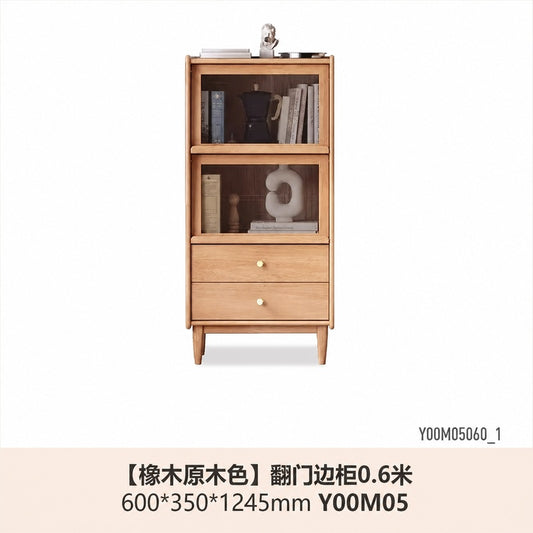 实木玻璃翻门电视柜边柜樱桃木储物柜现代简约收纳柜书柜