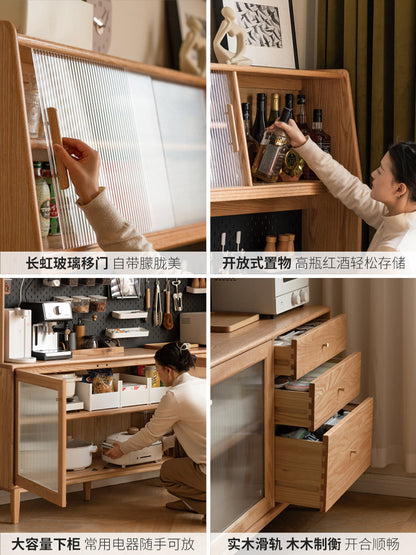 实木餐边柜原木柜子储物柜餐厅置物柜北欧简约茶水柜