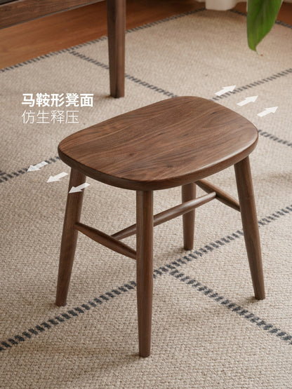 实木餐厅黑胡桃木餐凳原木简约化妆凳休闲凳子