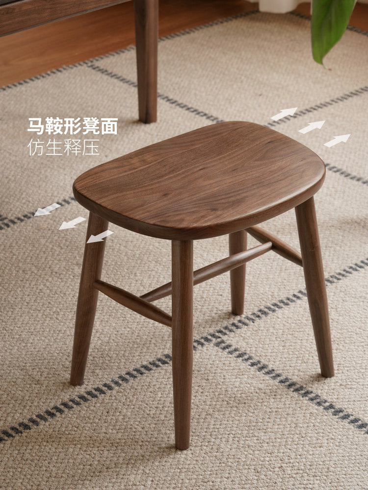 实木餐厅黑胡桃木餐凳原木简约化妆凳休闲凳子