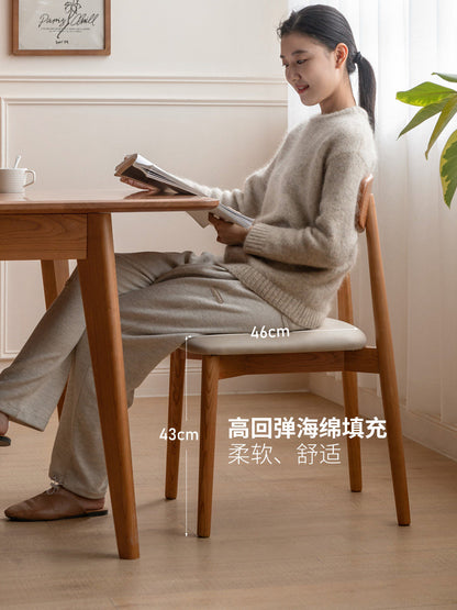 实木餐椅餐厅樱桃木复古靠背椅子软包凳子休闲座椅