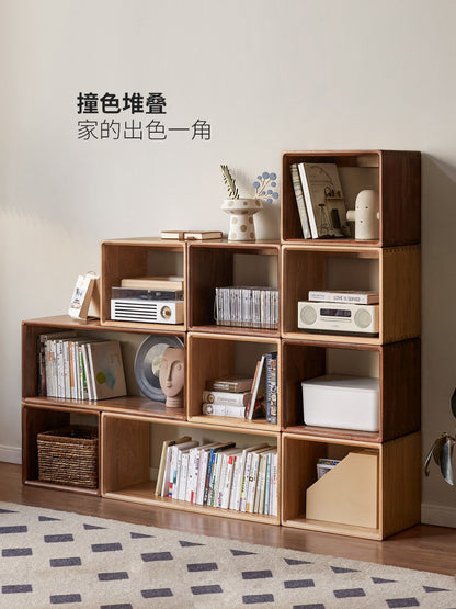 实木格子柜书柜落地书架书房置物架收纳展示柜客厅隔断柜