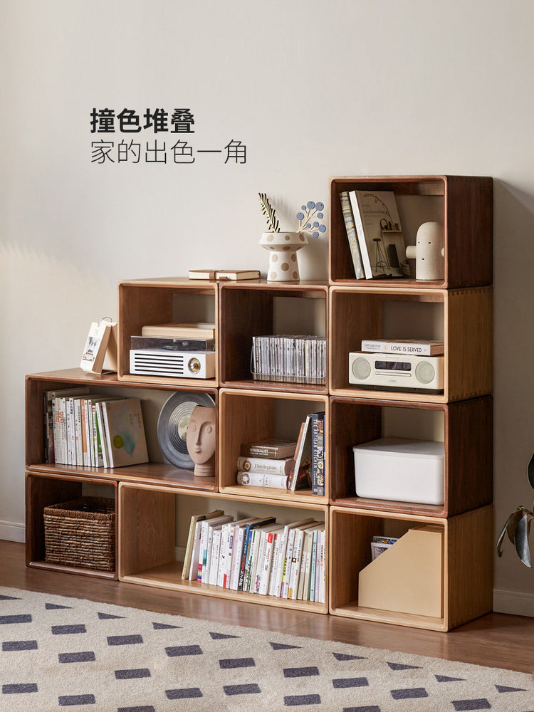 实木格子柜书柜落地书架书房置物架收纳展示柜客厅隔断柜