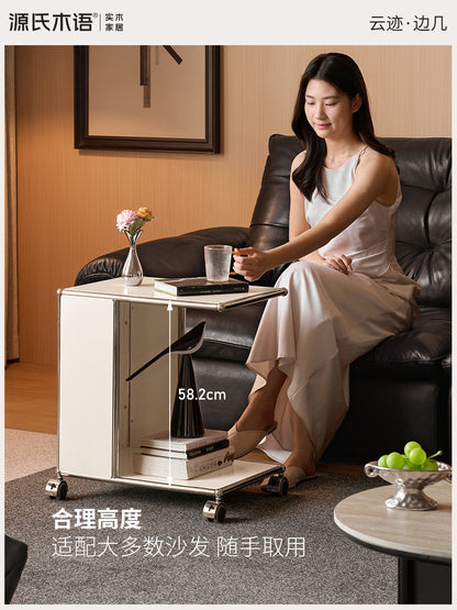 铁艺边几客厅简约沙发边桌小户型白色小茶几移动推车