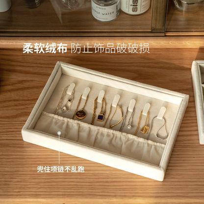 绒布首饰盒现代简约布艺收纳盒化妆台杂物整理桌面储物盒