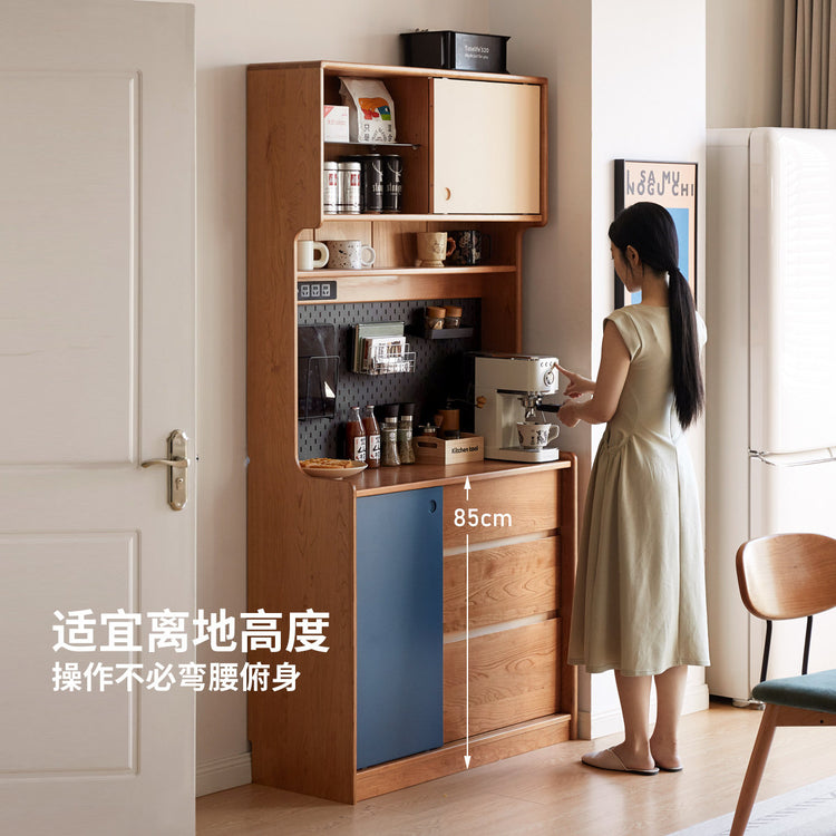 实木餐边柜小户型餐厅储物柜樱桃木复古收纳柜茶水柜