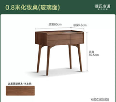 实木化妆桌意式轻奢黑胡桃木梳妆台卧室多功能化妆台