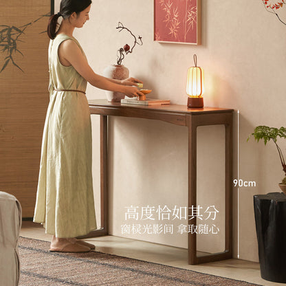 实木玄关桌客厅宋式美学台案入户橡木胡桃色新中式长条桌