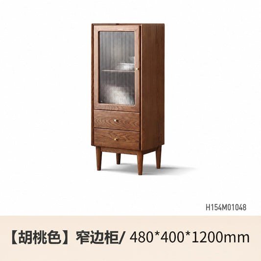 实木边柜北欧客厅白蜡木置物储物柜简约靠墙收纳立柜窄柜
