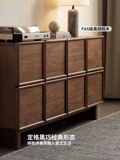 实木斗柜意式轻奢储物柜卧室黑胡桃木八斗厨抽屉柜