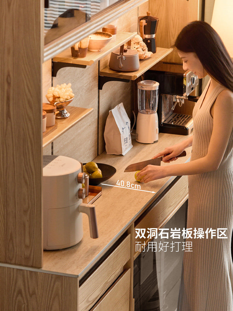 黑标实木餐边柜现代简约收纳储物柜餐厅白蜡木置物柜橱柜