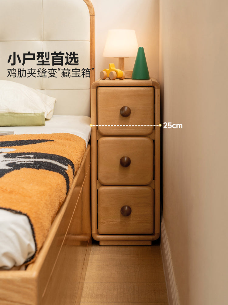 实木儿童床头柜简约现代卧室床边收纳柜小户型窄边小柜子