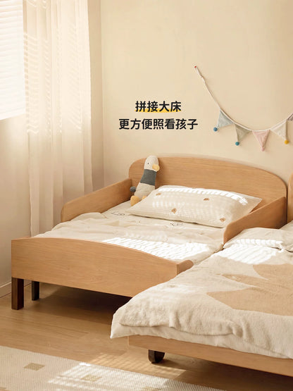 实木床带护栏单人床省空间伸缩拼接床青少年抽拉床