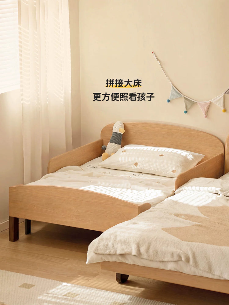 实木床带护栏单人床省空间伸缩拼接床青少年抽拉床