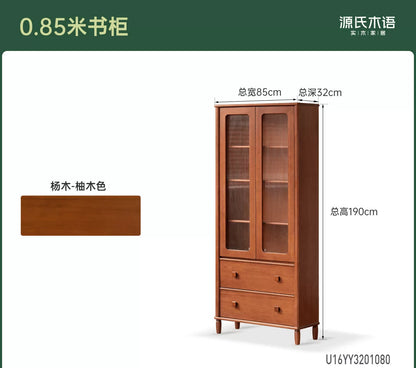 实木书柜中古风书房展示柜原木收纳柜储物柜复古书橱