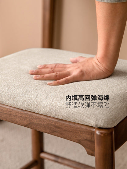 实木琴凳化妆凳新中式换鞋凳黑胡桃木梳妆凳复古软包凳子