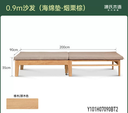 全实木折叠沙发床单人床客厅小户型橡木两用可伸缩沙发