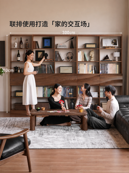 实木书架意式轻奢黑胡桃木组合置物柜书房落地靠墙博古架